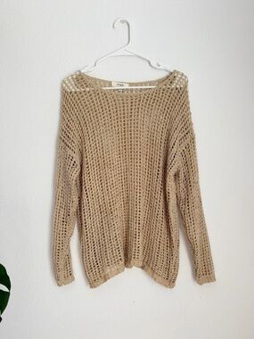 Tan crochet bikini cover up / top